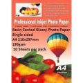E-Box Resin Coated A4 Glossy Photo Paper Single Sided 20-sheet ERCGS-190GSM-20