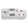 Ellies 3-way Medium Surge Adaptor with USB-A and USB-C Slots White FEA5S