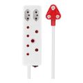 Ellies 3m 4-way Medium Surge Extension Lead White FEE2X/3WS(V2)