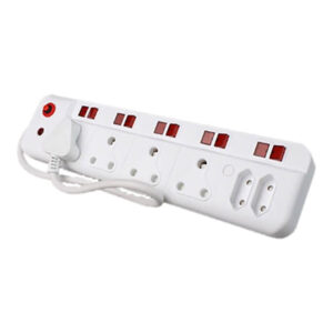 Ellies 6-Way Multiplug With Illuminated Switches White FEMS5IC