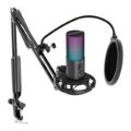 Fifine T669 Pro3 RGB Microphone with Pop Filter and Boom Arm Stand FF-T669-PRO3