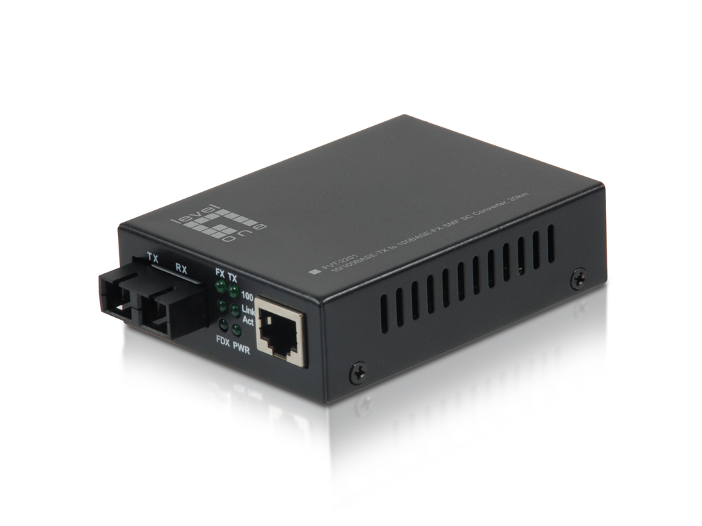 LevelOne FVT-2201 RJ45 to SC Fast Ethernet Single-Mode Media Converter 540676