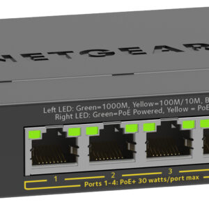 Netgear GS305EP 5-port Managed Switch L2/L3 Gigabit Ethernet PoE Black GS305EP-100PES