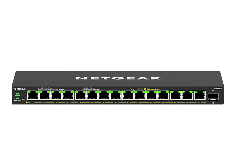 Netgear 16-Port PoE+ Gigabit Ethernet Plus Switch with 1-port SFP GS316EP-100PES - Image 2