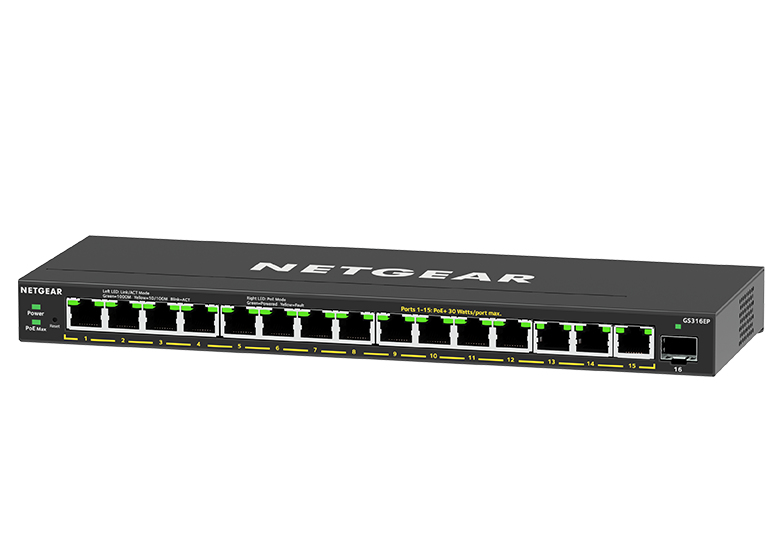 Netgear 16-Port PoE+ Gigabit Ethernet Plus Switch with 1-port SFP GS316EP-100PES - Image 3
