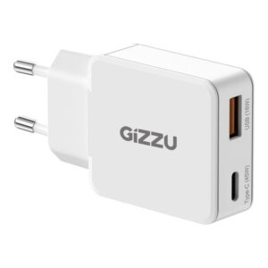 Gizzu 45W 2-port GaN Wall Charger White GWCCU45W