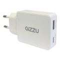 Gizzu 65W 2-port GaN Wall Charger White GWCCU65W