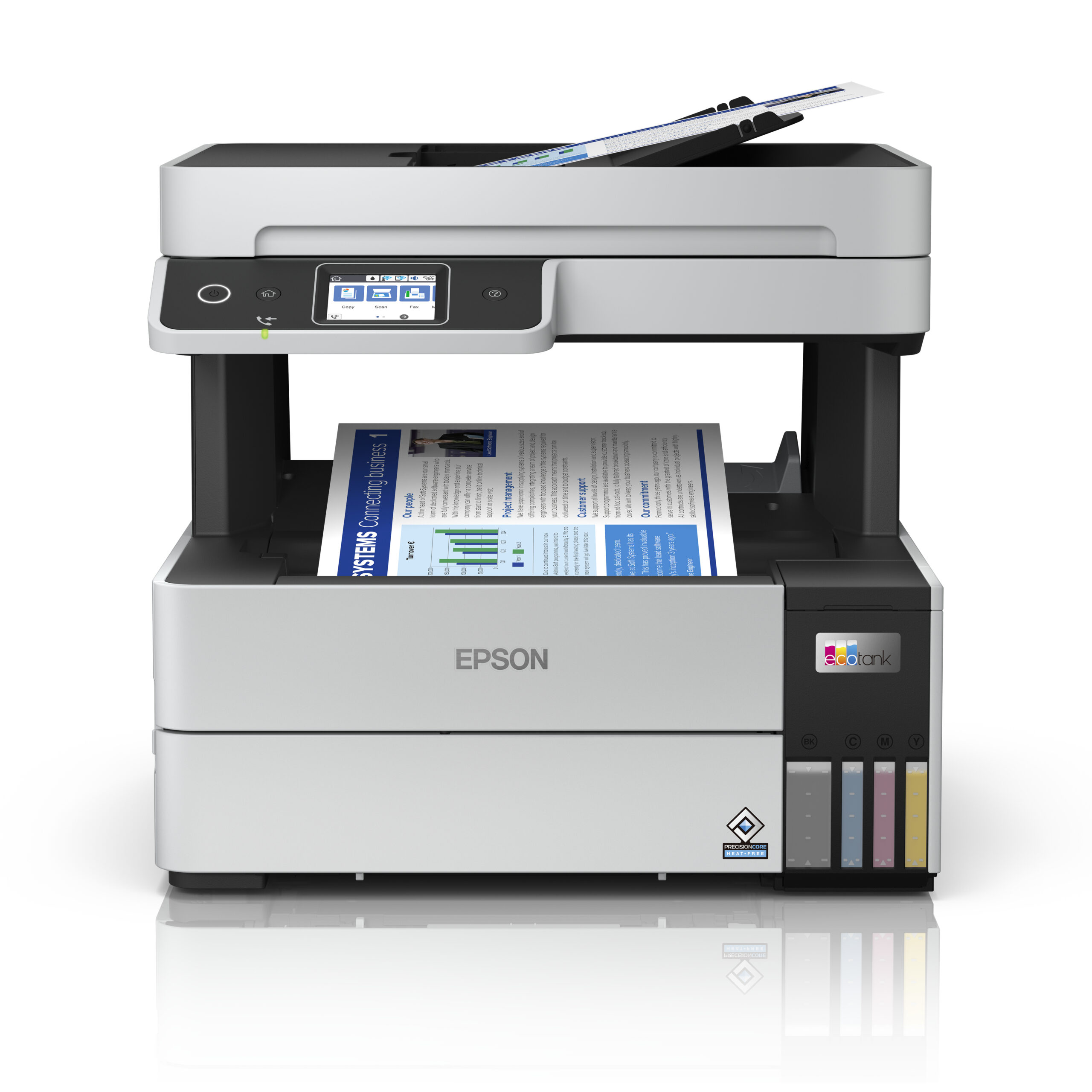 Epson 37ppm Mono 23ppm Colour A4 Print Scan Copy Fax USB Wi-Fi/Wi-FiDirect Ethernet AutoDuplexPrint ADF incl 1 set of ink (2 x Black)