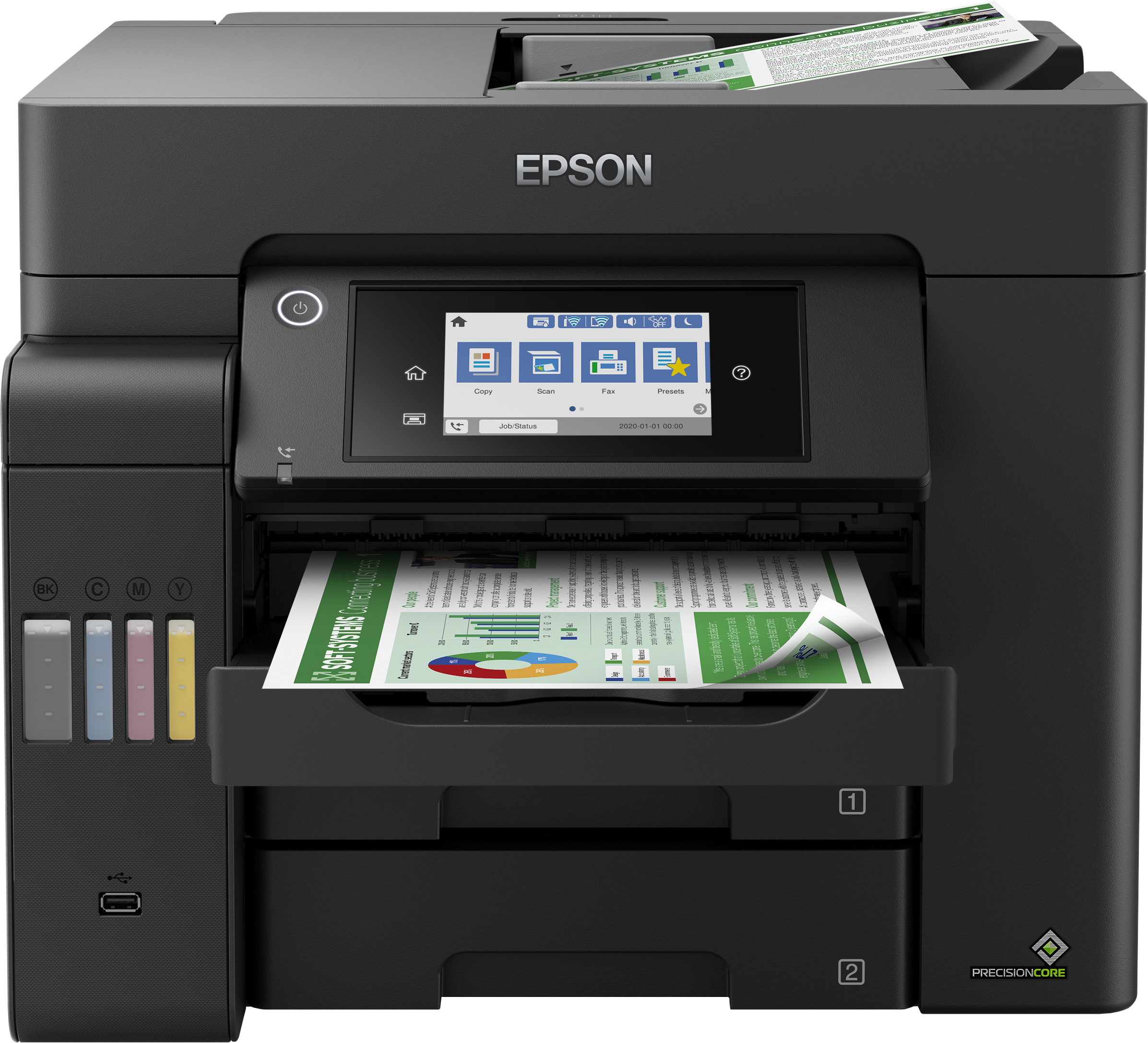 Epson 32ppm Mono 22ppm Colour A4 Print Scan Copy Fax USB Wi-Fi/Wi-FiDirect Ethernet AutoDuplexPrint&Scan ADF incl 1 set of ink - Image 2