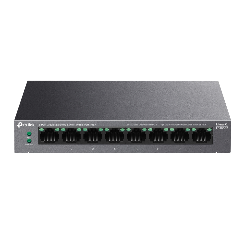 TP-Link LiteWave LS108GP 8-port GbE PoE+ Unmanaged Switch