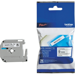 Brother M-K221 Black on White Non-Laminated Label Making Tape 9mm x 8m