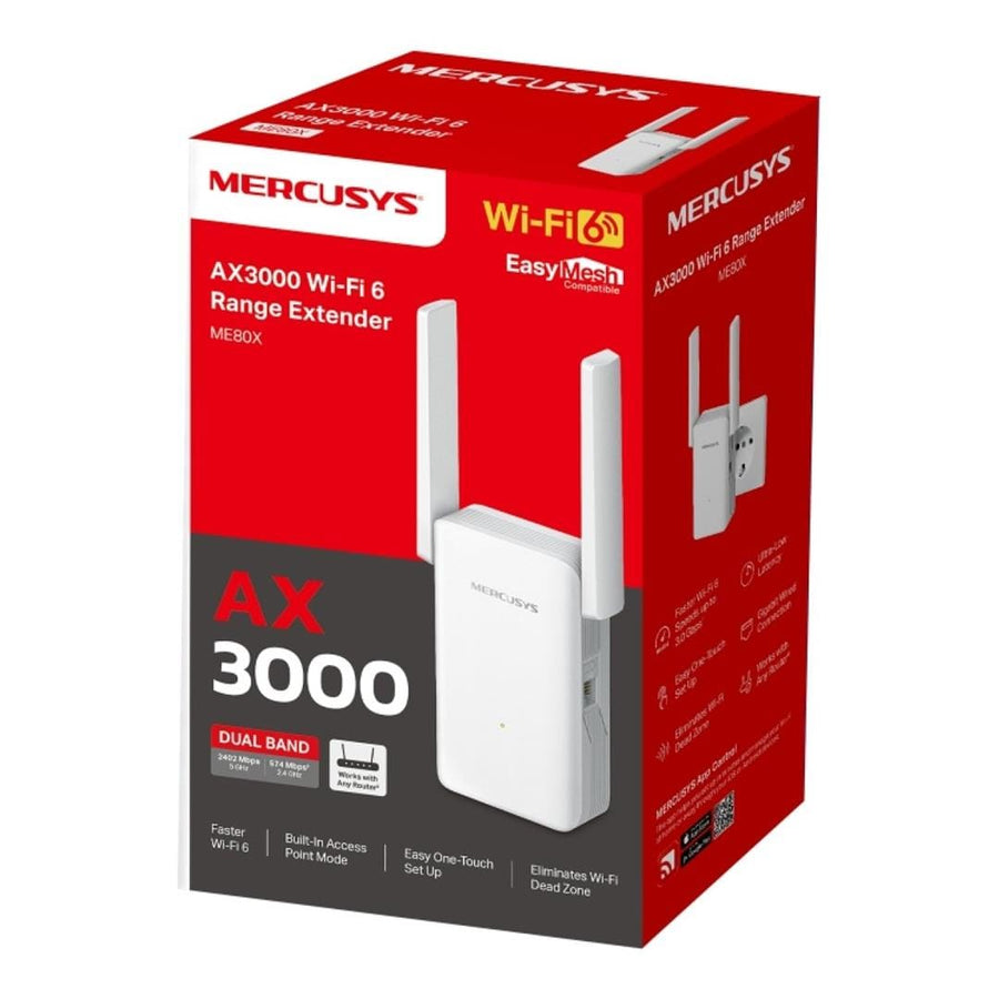 Mercusys AX3000 Wi-Fi 6 Range Extender White ME80X