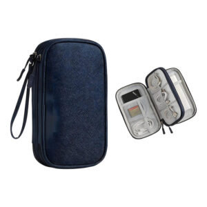 Tuff-Luv MF4306 Essential Waterproof Travel Charger and Cable Organizer Bag – Navy Blue