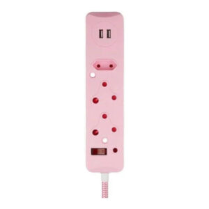 Switched 3-Way Surge Multiplug with USB 0.5m Pink 2-pack MS-8501-05-PK-BUN