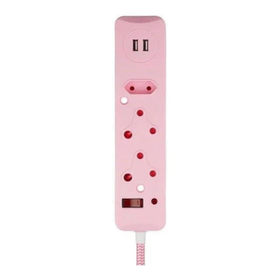 Switched 3-Way Surge Multiplug with USB 0.5m Pink 2-pack MS-8501-05-PK-BUN