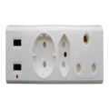 Eezi-on 1x16a 1xschuko 1x5a 2x2 1a 3-way USB Adapter MTAUSB3