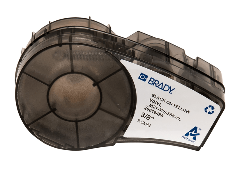 Brady M21 Black on Yellow Vinyl Label Tape NET-M21-375-595-YL