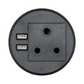 LinkQnet 3-Pin Charging Grommet With USB Ports Black NET-PG-80-BL