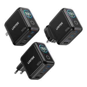 Unitek Rexo 100W 4-port GaN Charger with Smart Display P1131ABK-EU
