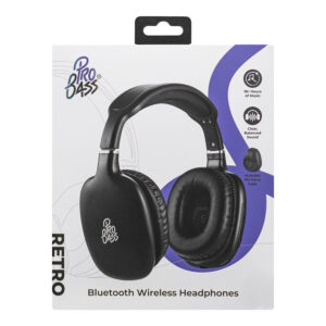 Pro Bass Retro Wireless Headphone Black PB-2014-BK