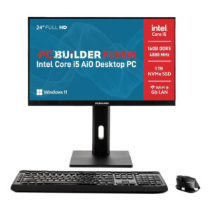 PCBuilder FUSION 24-inch FHD All-in-One PC – Intel Core i5-12400 1TB SSD 16GB RAM Win 11 Home