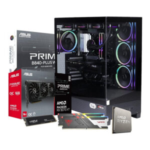 PCBuilder MAXIMUS Gaming Desktop PC – AMD Ryzen 7 7800X3D 1TB SSD 32GB RAM Radeon RX 9070 XT Win 11 Home