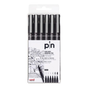 Uni-Ball UNI PIN-200(S) Drawing Pen Set - Black 6-pack PIN-SET6-BLK