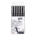 Uni-Ball UNI PIN-200(S) Drawing Pen Set - Black 6-pack PIN-SET6-BLK