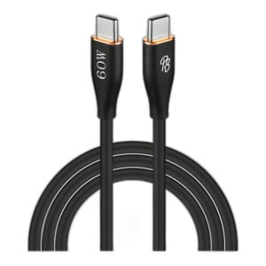 Pro Bass FlexiCord Series 60W Type-C Male to Male Charging Cable Black 2m PR-20016-BK