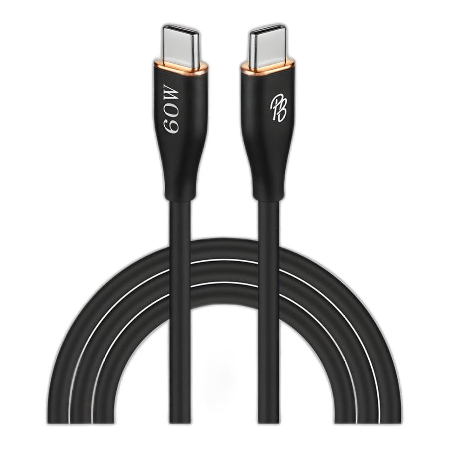 Pro Bass FlexiCord Series 60W Type-C Male to Male Charging Cable Black 2m PR-20016-BK