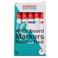 Parrot Whiteboard Markers Bullet Tip Red 10-pack PW1001R