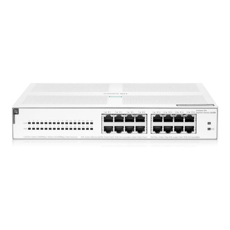 HPE Networking Instant On 1430 16-port Class4 Unmanaged L2 Gigabit Ethernet PoE Switch White R8R48A