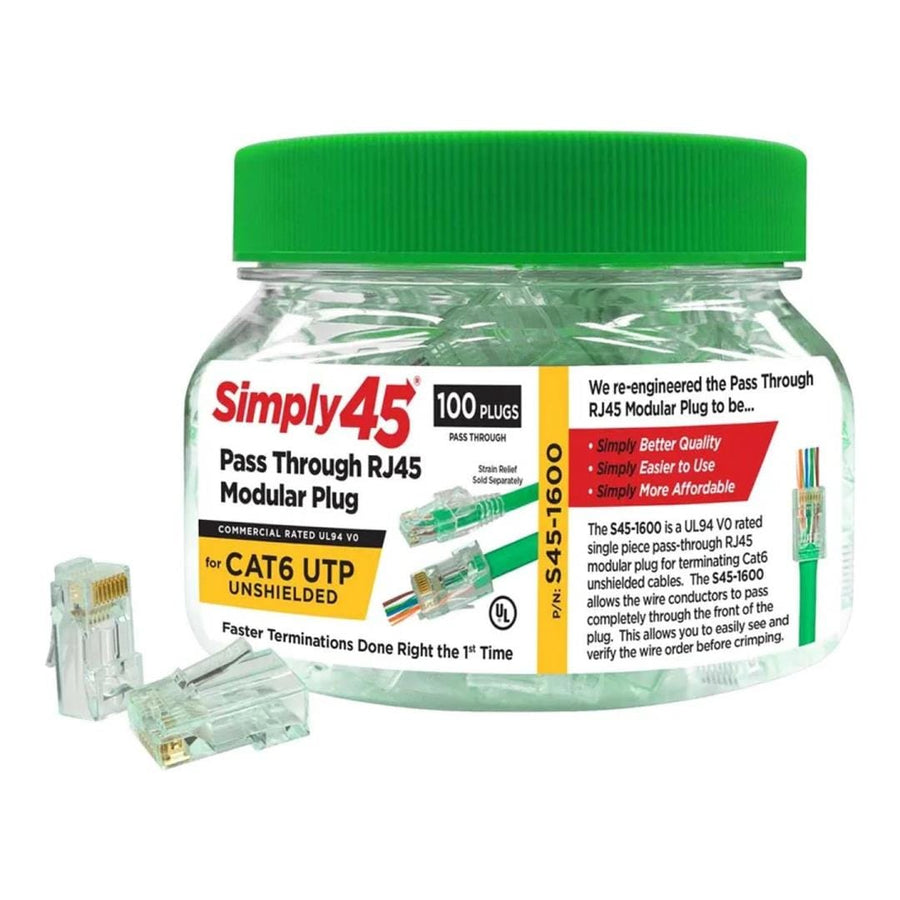 Simply45 CAT6 RJ45 Unshielded Network Connectors S45-1600