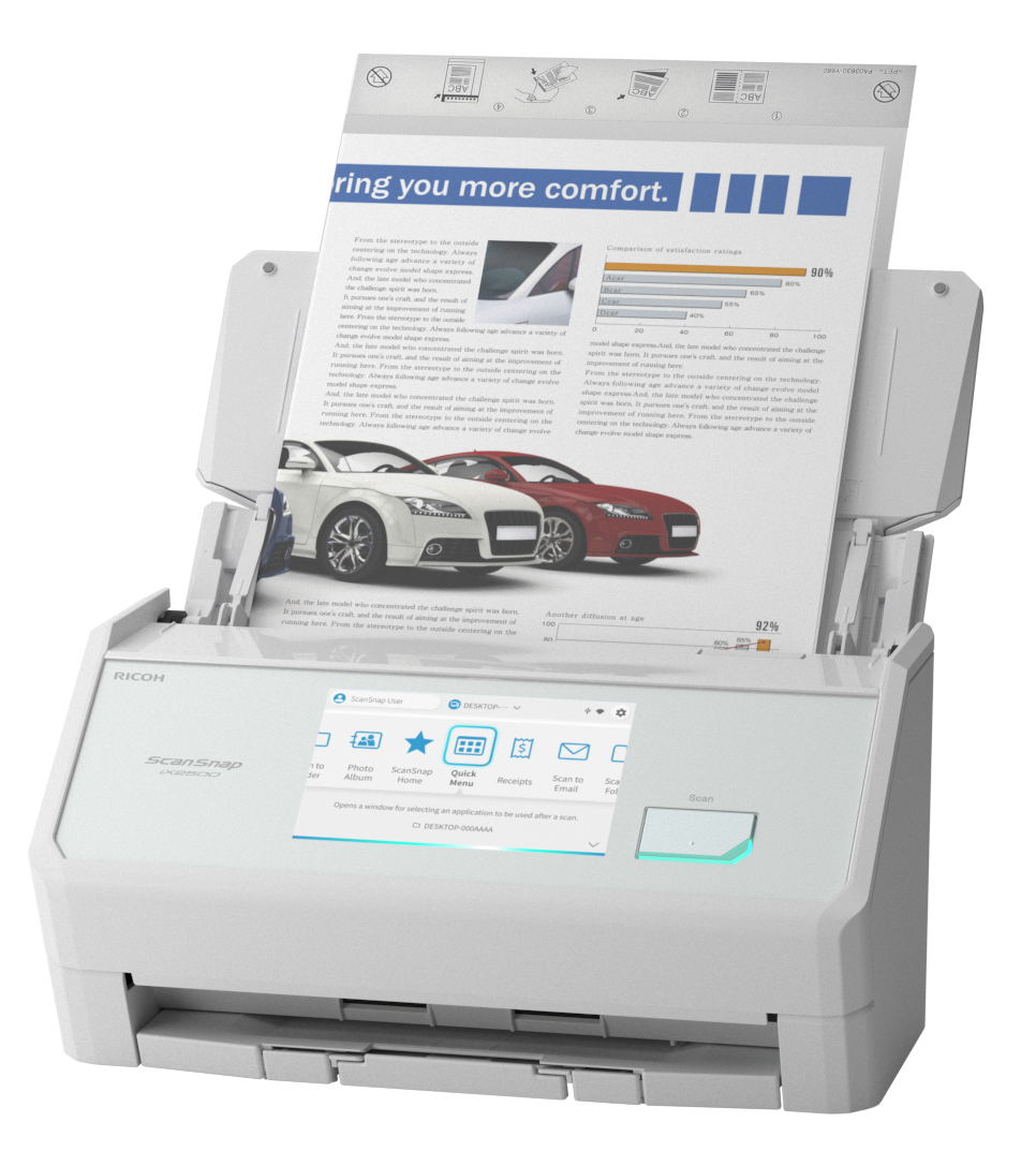 Ricoh ScanSnap iX2500 45ppm/90ipm A4 Duplex ADF Touchscreen Wi-Fi 6 Bluetooth 5.2 USB 3.2 LED Desktop Scanner (White) - Image 3