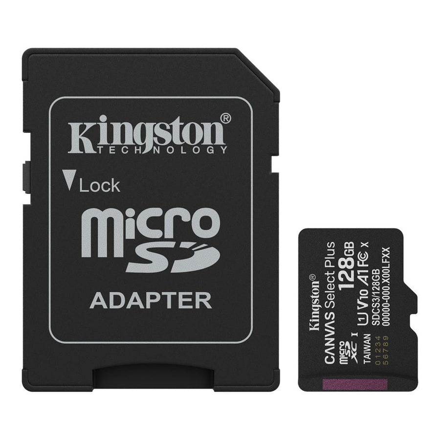 Kingston Canvas Select Plus 128GB UHS-I microSDXC Memory Card with SD Adapter SDCS3/128GB