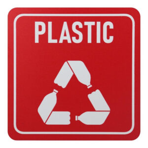 Parrot 150x150mm Plastic Only Waste Recycle on White ACP Sign Red Print SN4121
