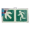 Parrot Photoluminescent 190mm Safety Sign E12 Diagonal Arrow Up And Left and Running Man SNP19E12