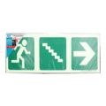 Parrot Photoluminescent 190mm Safety Sign E16 Running Man and Stairs Going Down and Arrow Right SNP19E16