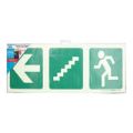 Parrot Photoluminescent 190mm Safety Sign E17 Arrow Left and Stairs Going Down and Running Man SNP19E17
