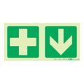 Parrot Photoluminescent 190mm Safety Sign E7A Green Cross and Arrow Down SNP19E7A