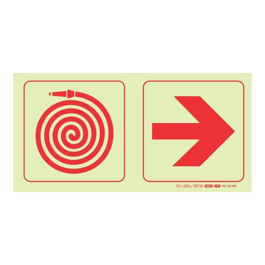 Parrot 190mm Photoluminescent F20 Fire Hose Reel Arrow Right Safety Sign SNP19F20