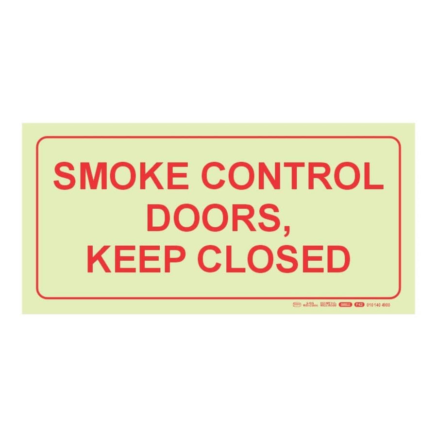 Parrot Photoluminescent 190mm Smoke Control Doors Keep Closed Safety Sign-F42 SNP19F42
