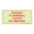 Parrot Photoluminescent 190mm Danger Flammable Liquids No Smoking Safety Sign-F46 SNP19F46