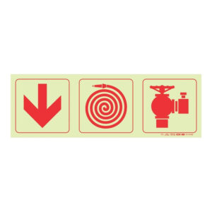 Parrot Photoluminescent 190mm Arrow Down Fire Hose Reel Fire Hydrant Safety Sign-F7 SNP19F7