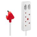 Switched 4-way Medium Surge Protection Multiplug with 3m Cord SWD-7504-3-WT