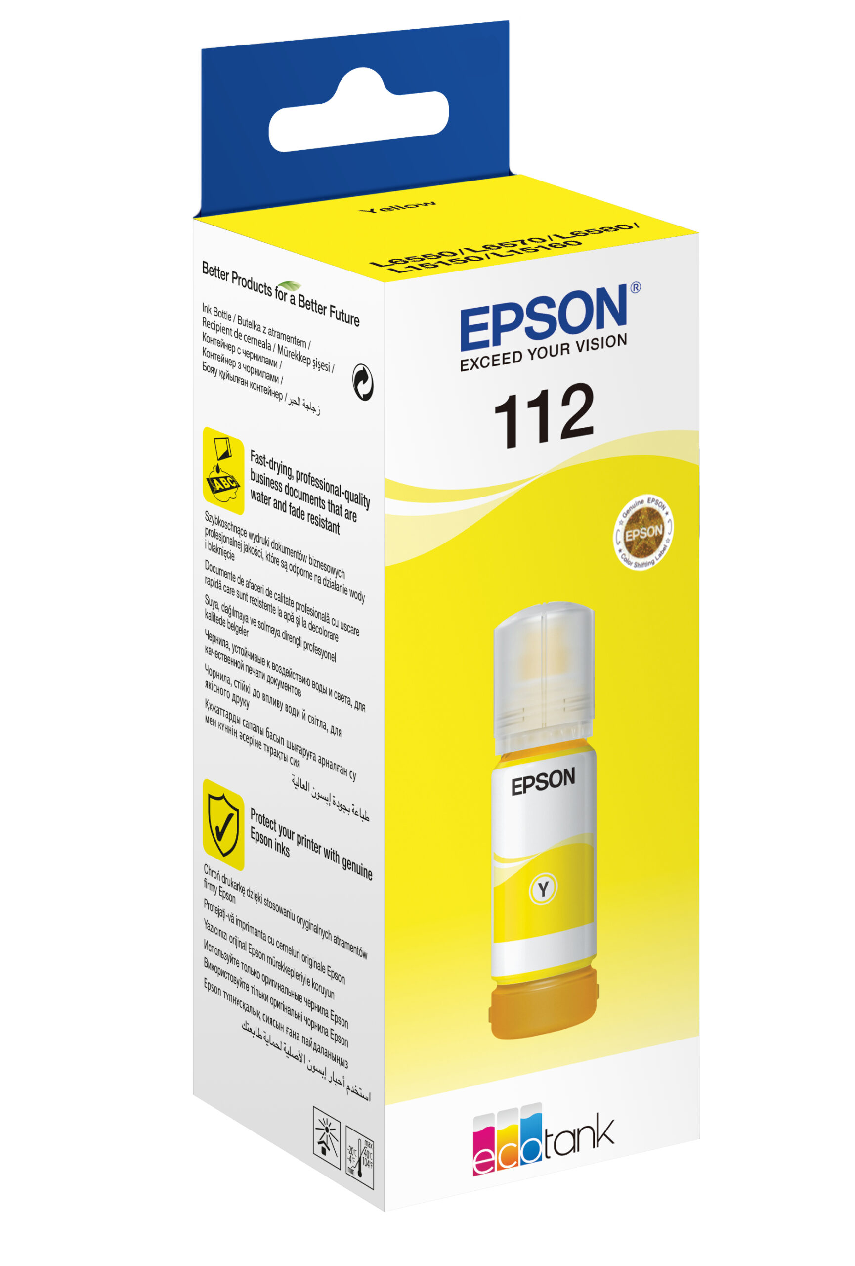 Epson 112 Ink Bottles Yellow 70ml L6580 / L15150 / L15160 6000 pages - Image 2