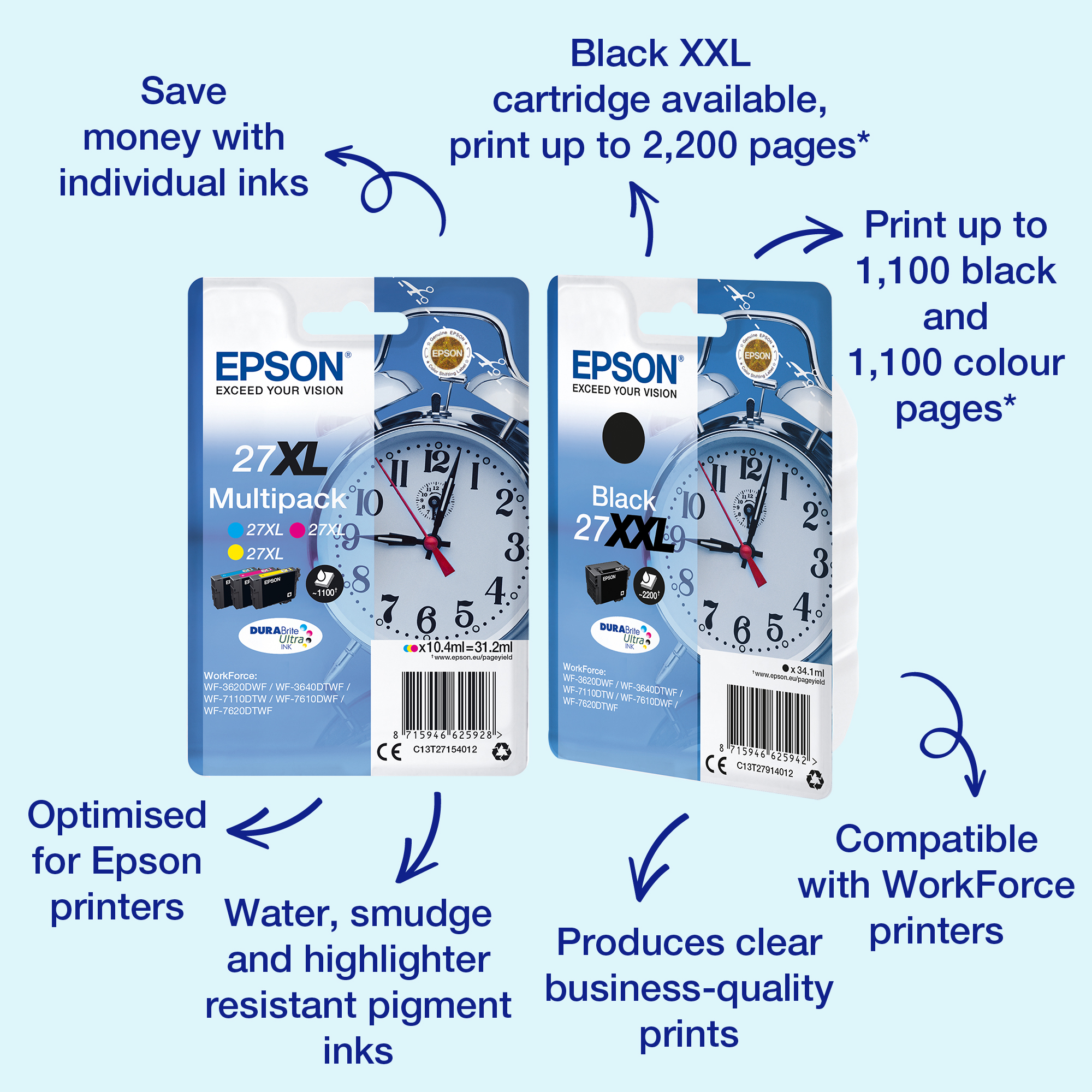 Epson 27 Ink Cartrdige Black 34.1ml XXL WF-3620DWF / WF-7710DF / WF-7210DTW / WF-7110DTW 2200 pages