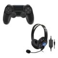 Titan Wireless Bluetooth Controller and Wired Headset Bundle for PlayStation Black TG-VW-169-BLK-HS
