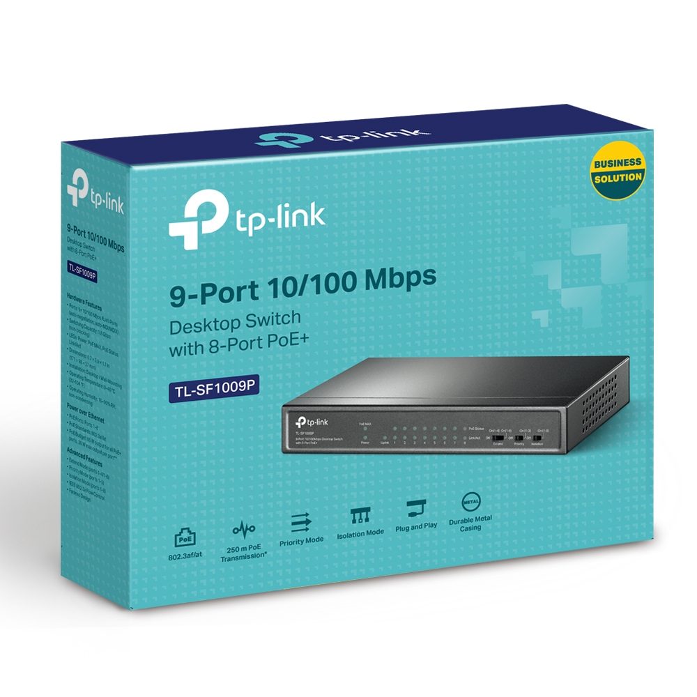 TP-Link TL-SF1009P 9-Port 10/100Mbps Desktop Switch with 8-Port PoE+ - Image 4
