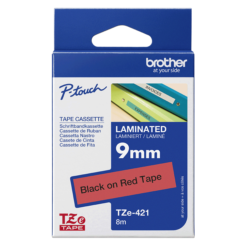 Brother 9MM Black on Red Laminated tape - Image 3